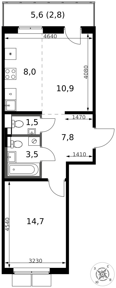 Планировка 50.1 м²