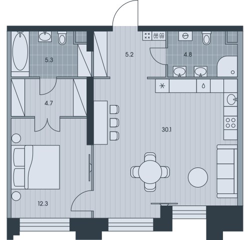 Планировка 62.1 м²