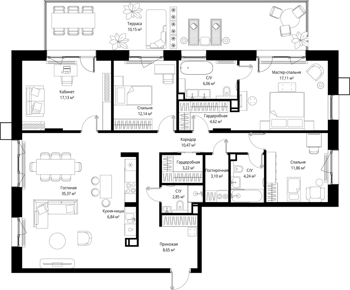 Планировка 153.81 м²