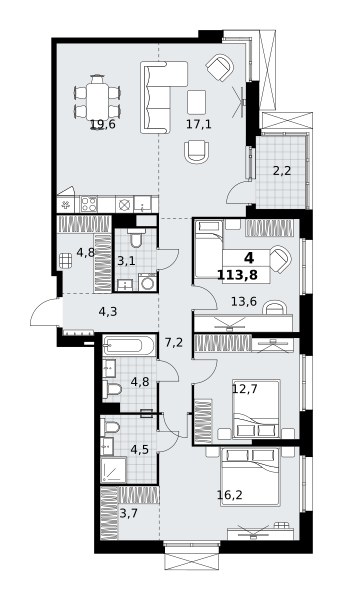 Планировка 113.8 м²