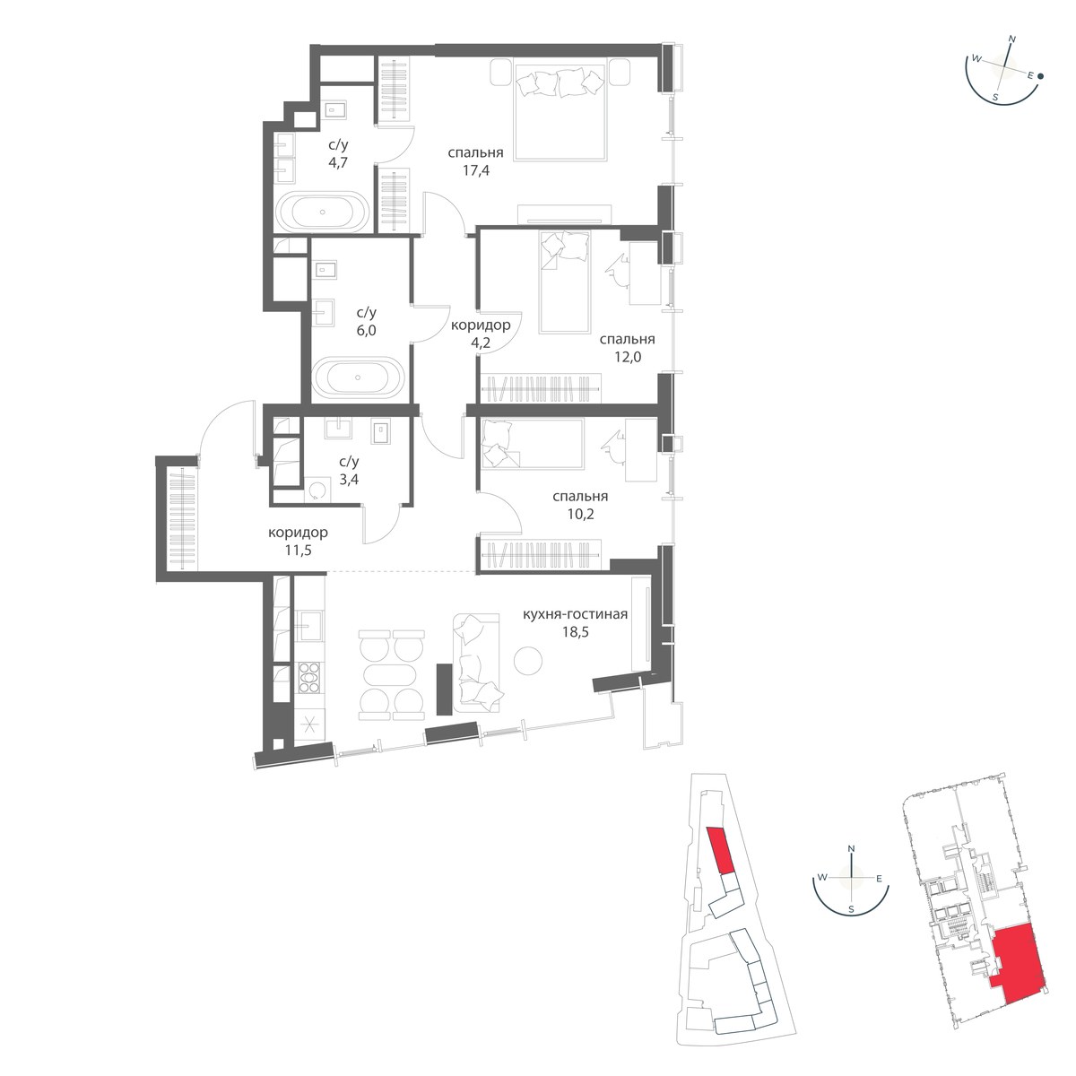 Планировка 87.9 м²