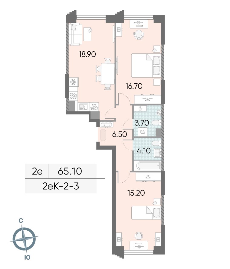Планировка 65.1 м²
