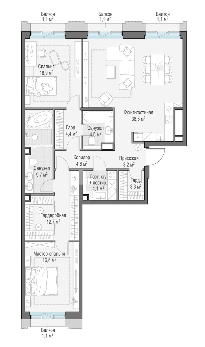 Планировка 119.9 м²