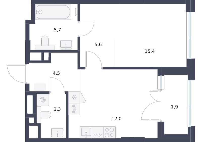 Планировка 48.4 м²