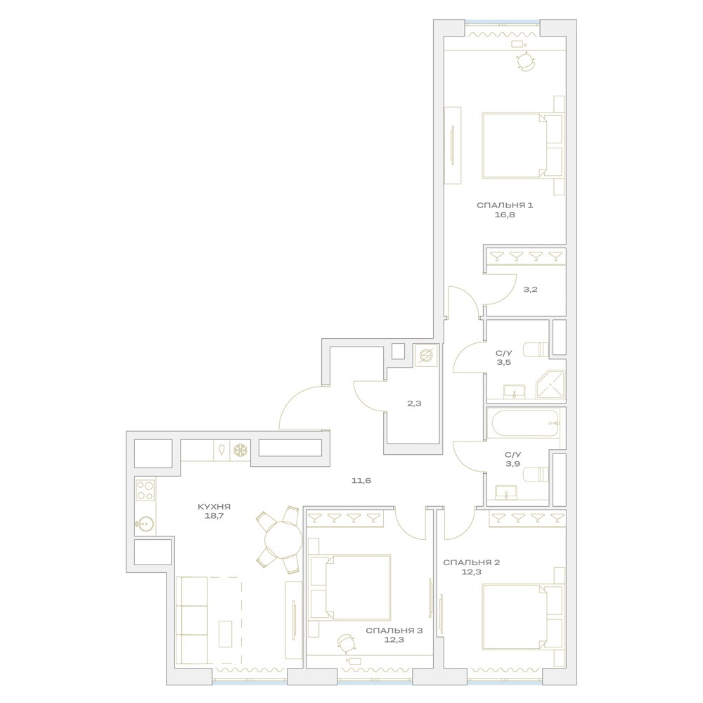 Планировка 85.2 м²