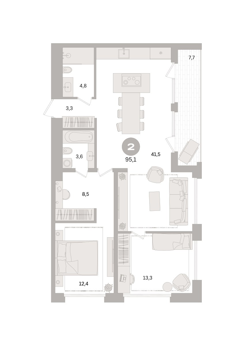 Планировка 95.1 м²