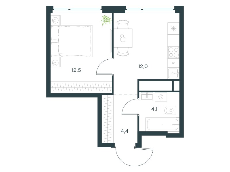 Планировка 33.0 м²