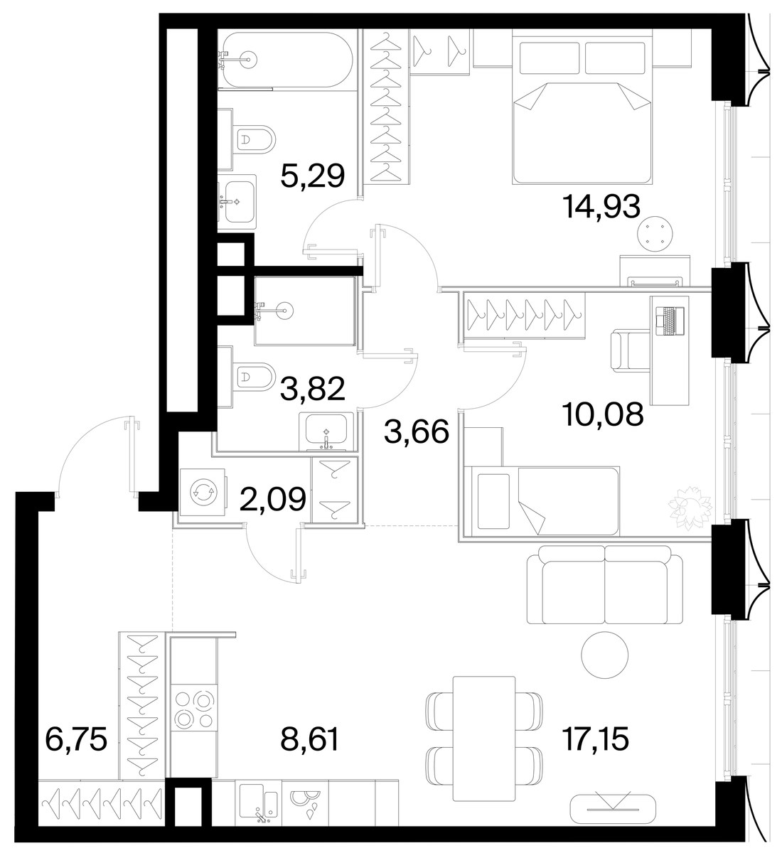Планировка 72.38 м²