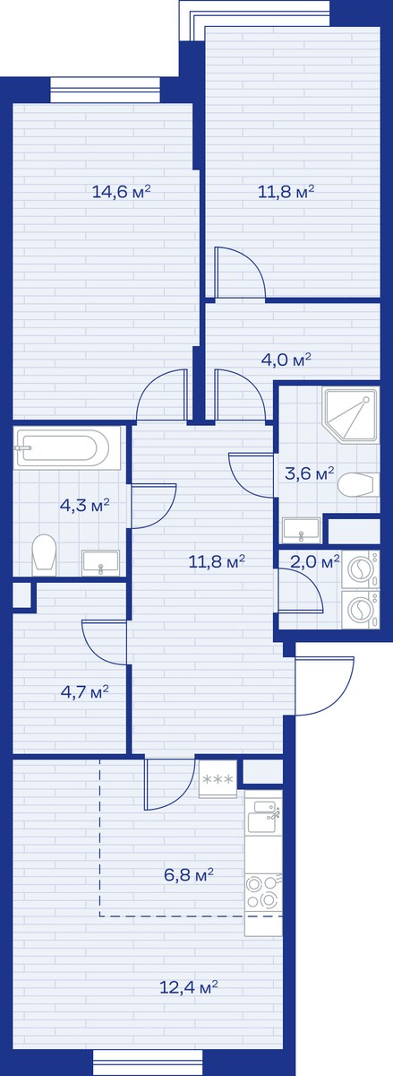 Планировка 76.0 м²