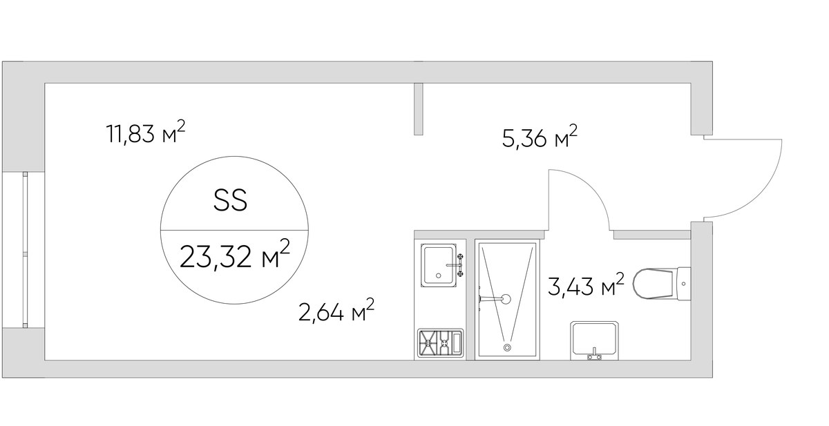 Планировка 23.4 м²
