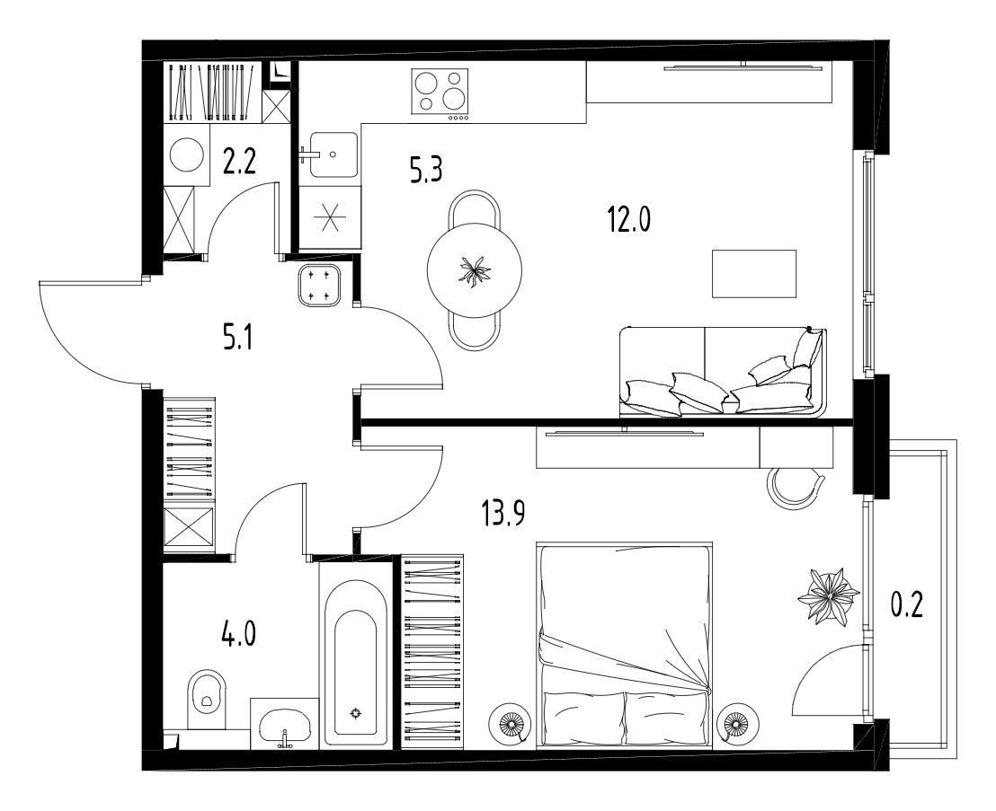 Планировка 42.4 м²