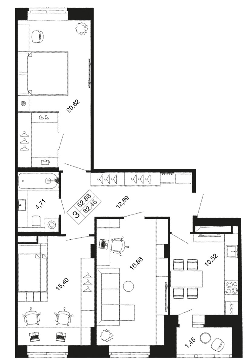 Планировка 81.0 м²