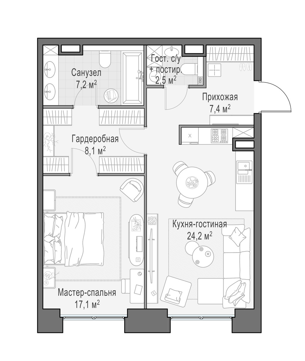 Планировка 66.7 м²