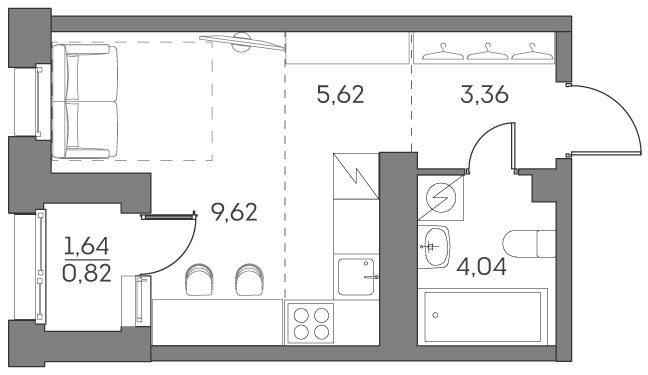 Планировка 23.46 м²