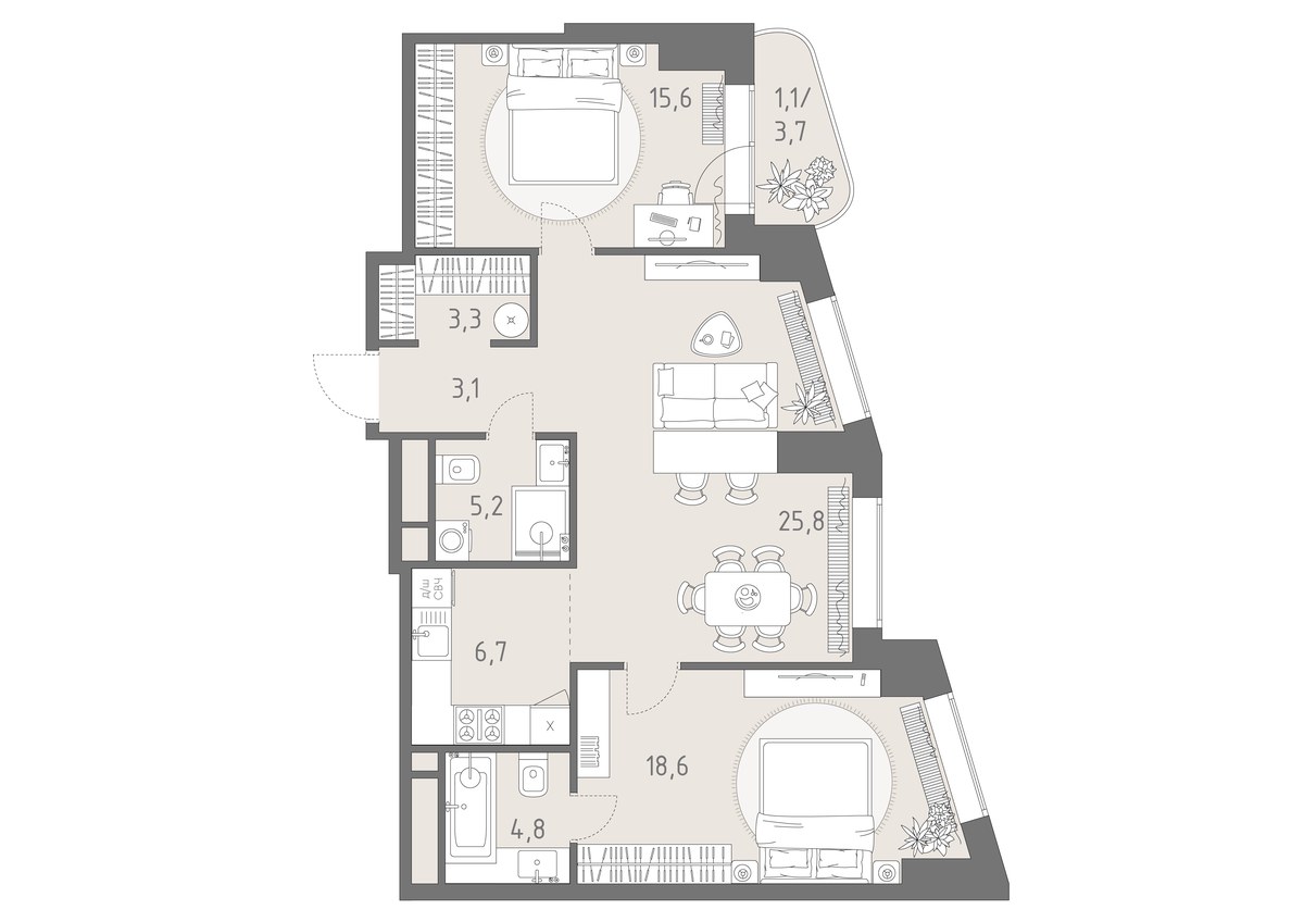 Планировка 84.2 м²