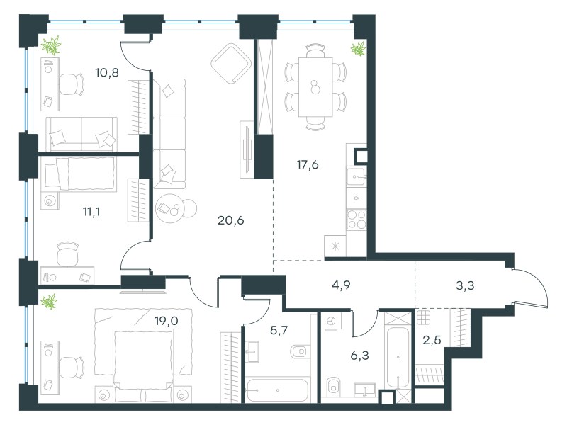 Планировка 101.8 м²