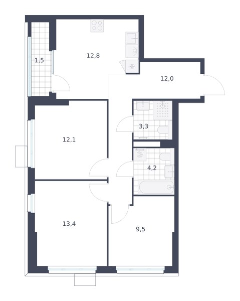Планировка 68.8 м²