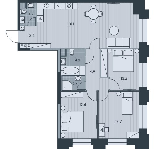 Планировка 84.9 м²