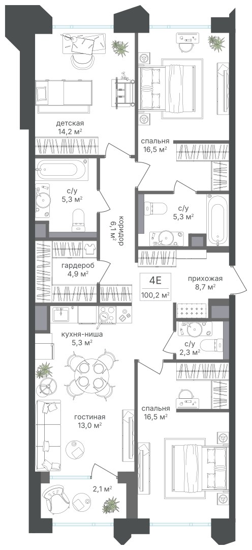 Планировка 100.2 м²