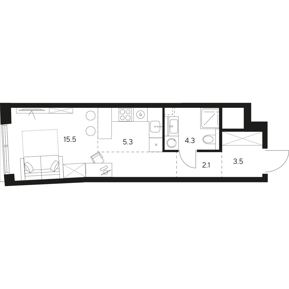 Планировка 30.7 м²