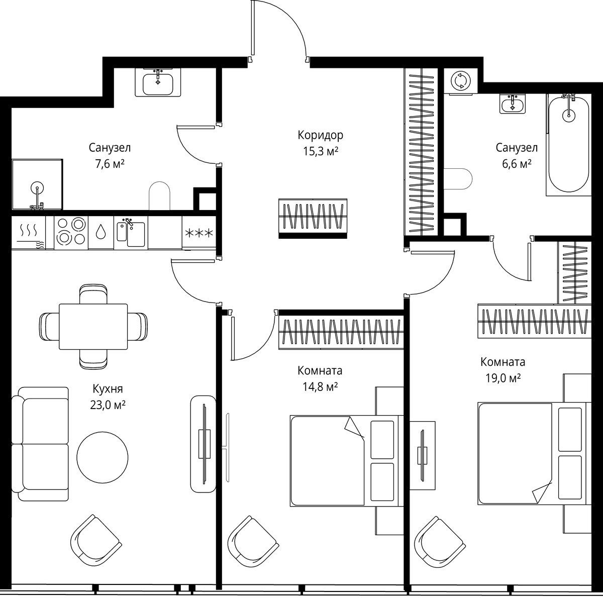 Планировка 86.3 м²