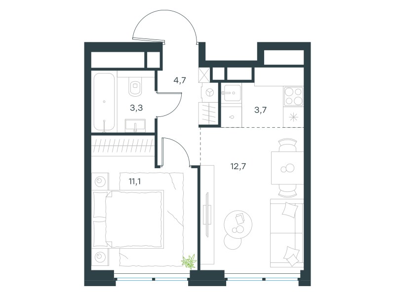 Планировка 35.5 м²