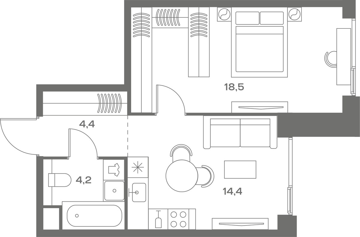 Планировка 41.5 м²
