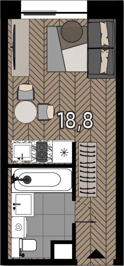 Планировка 18.8 м²