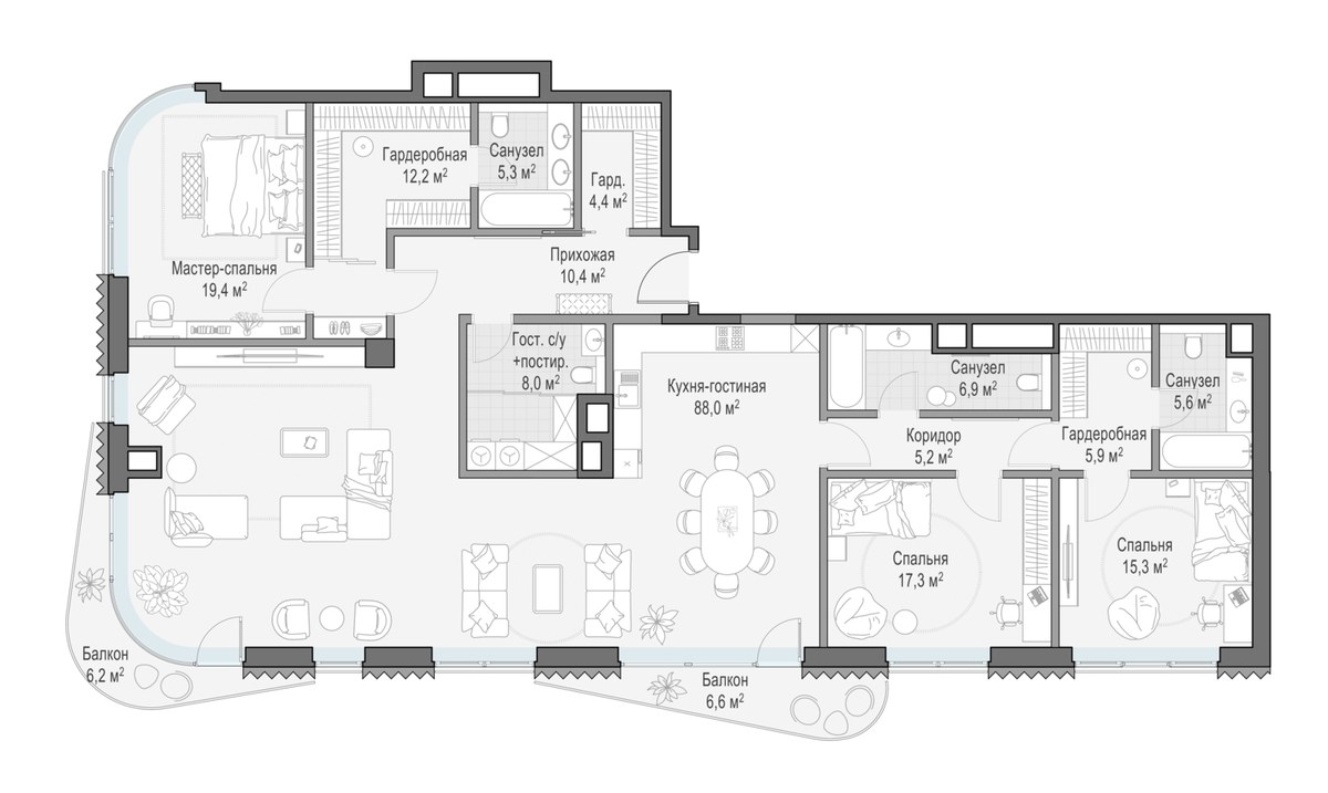 Планировка 205.6 м²