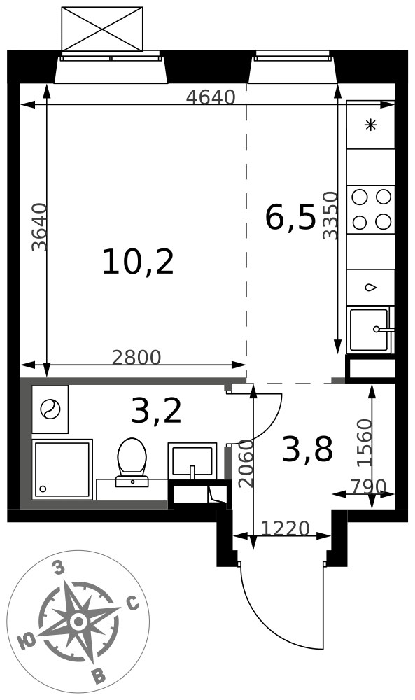 Планировка 23.7 м²