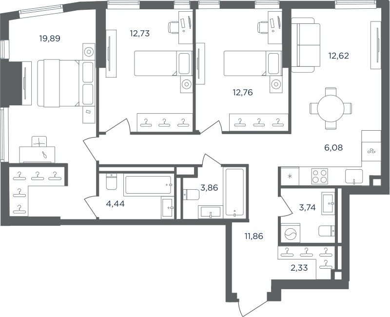 Планировка 90.31 м²