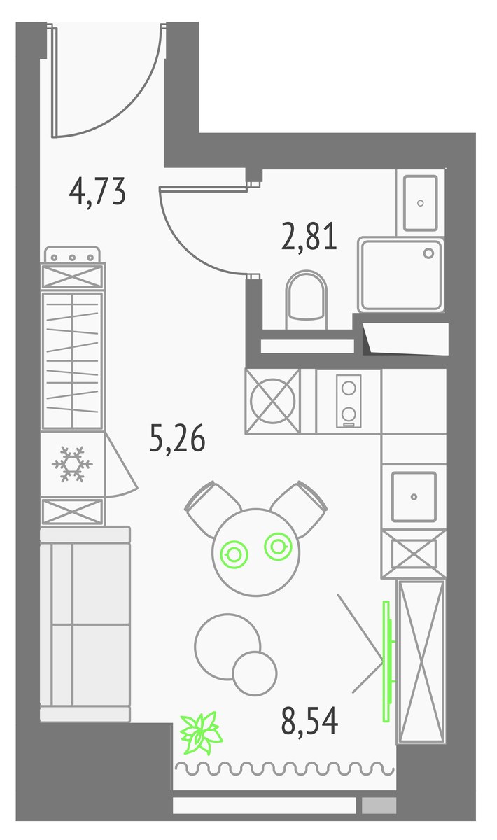 Планировка 21.89 м²