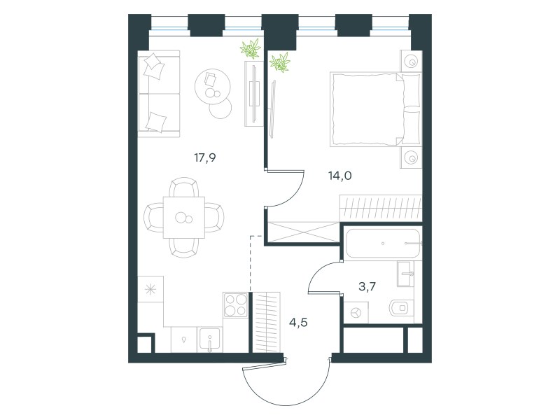 Планировка 40.1 м²