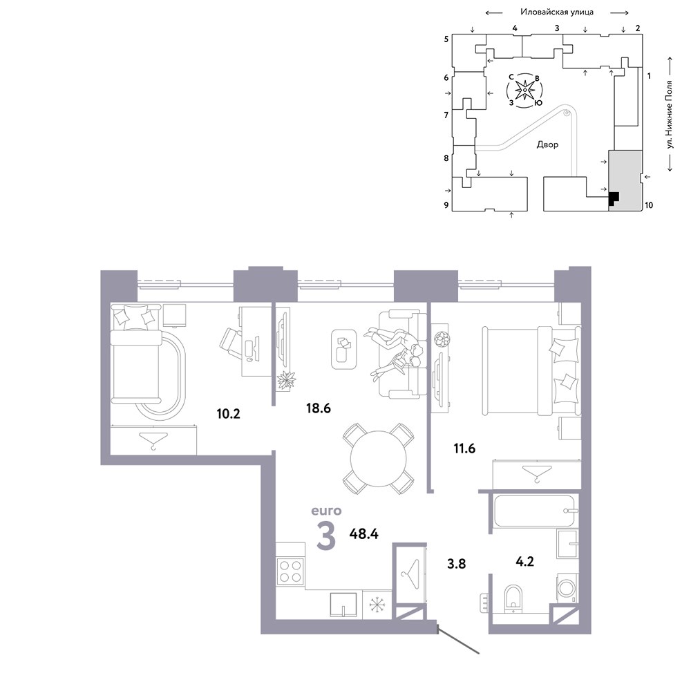 Планировка 48.4 м²