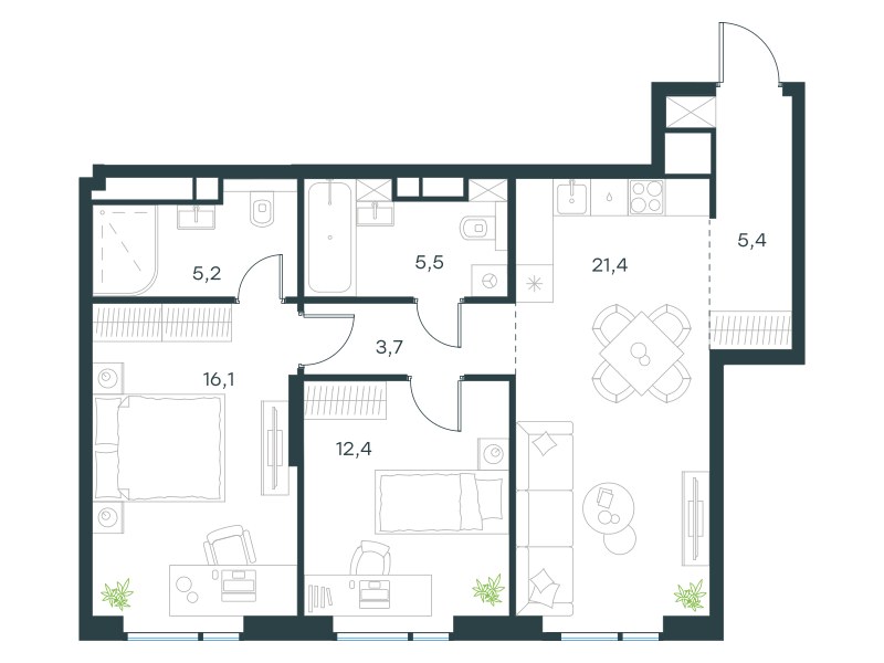 Планировка 69.7 м²
