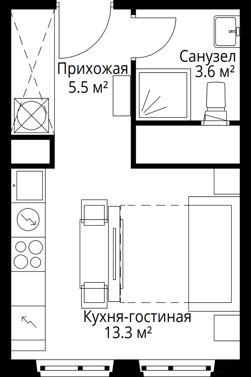 Планировка 22.4 м²