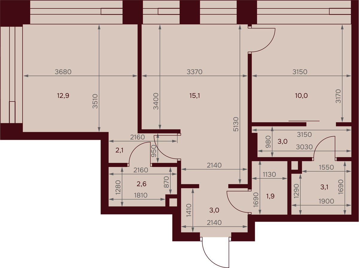 Планировка 53.2 м²