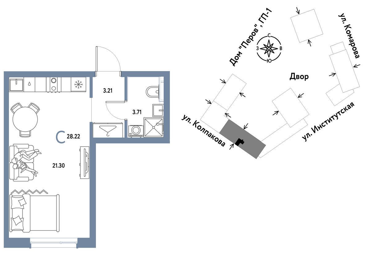 Планировка 28.22 м²