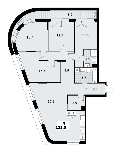 Планировка 123.5 м²