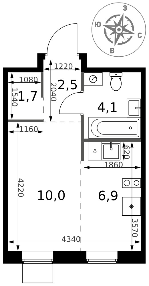 Планировка 25.2 м²