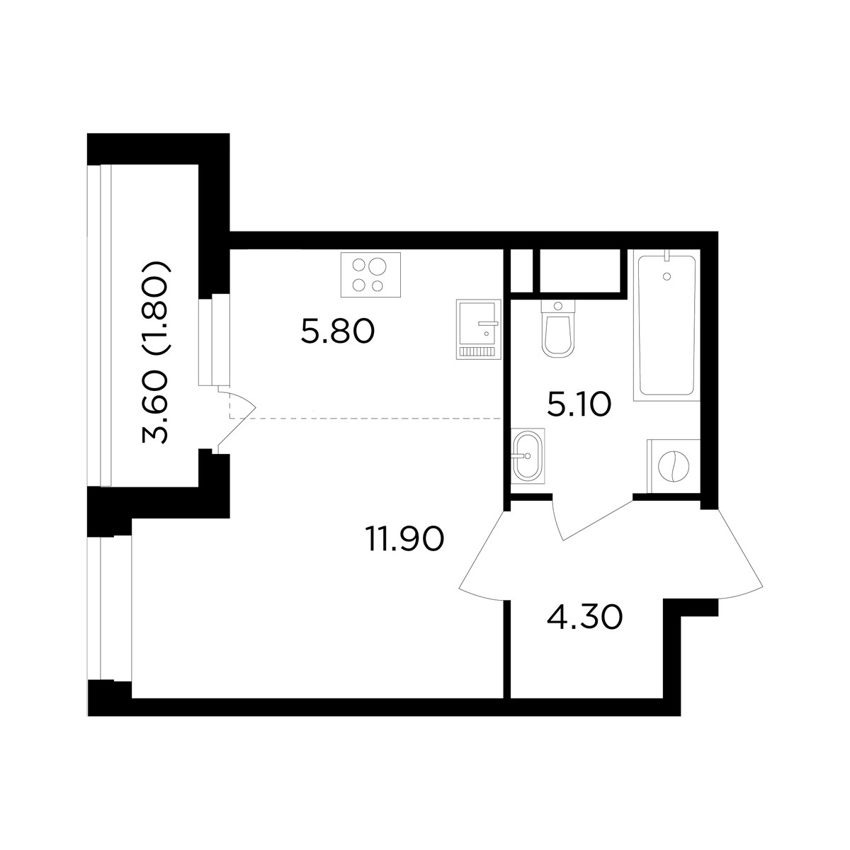 Планировка 28.9 м²