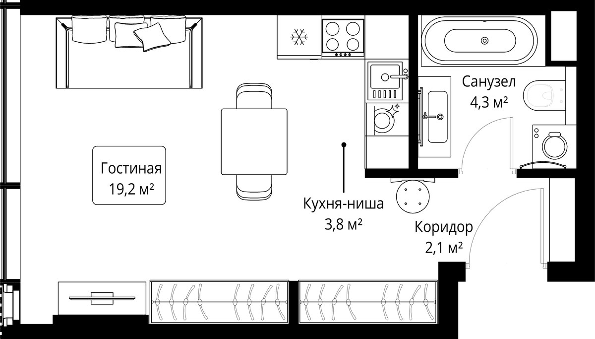 Планировка 29.4 м²