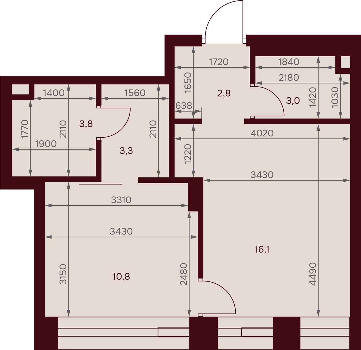 Планировка 39.3 м²