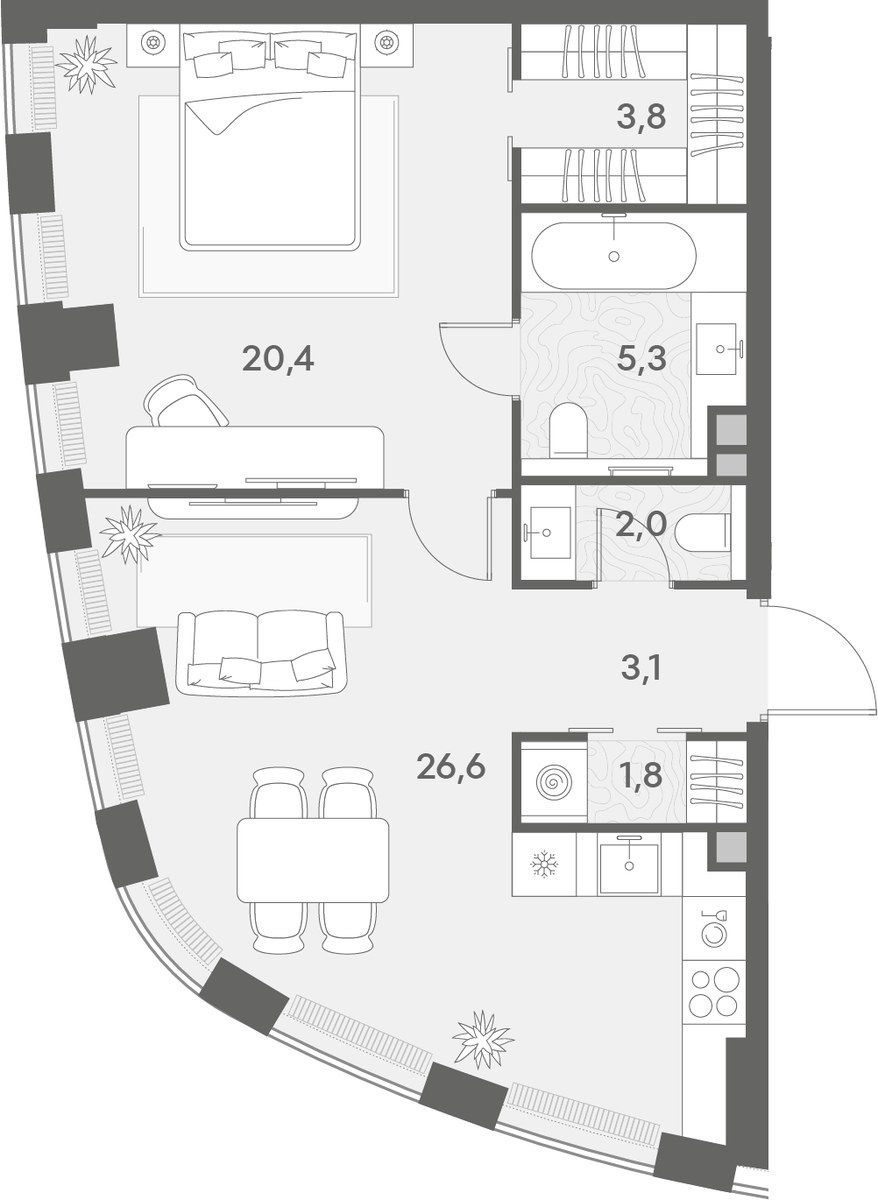 Планировка 63.0 м²