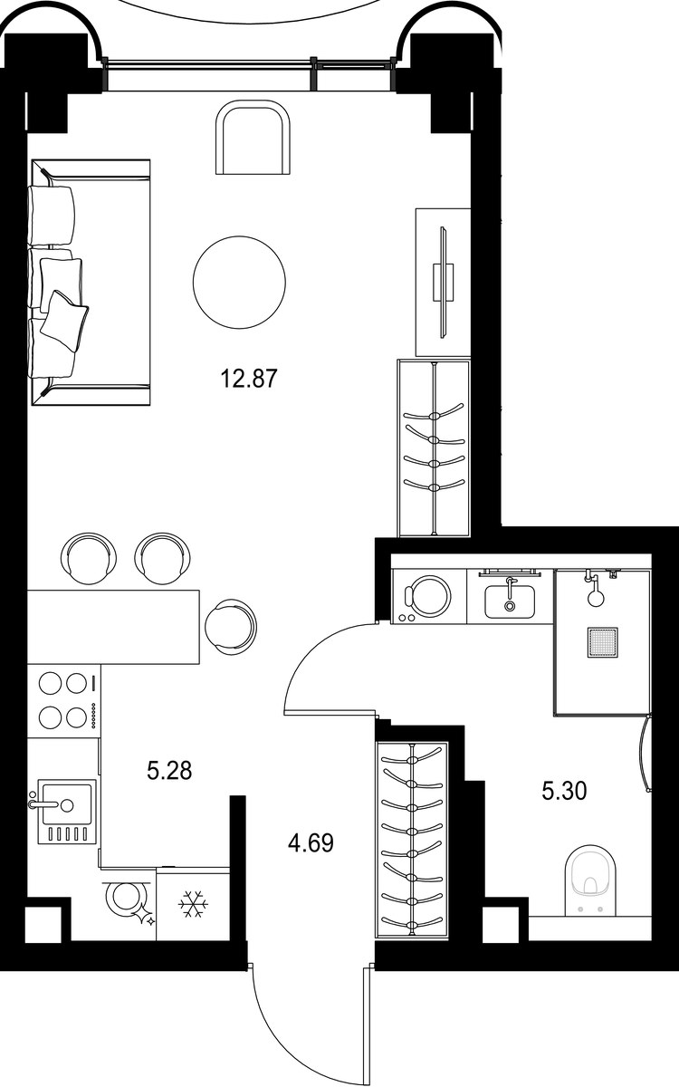 Планировка 28.14 м²