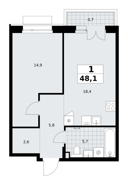 Планировка 48.1 м²