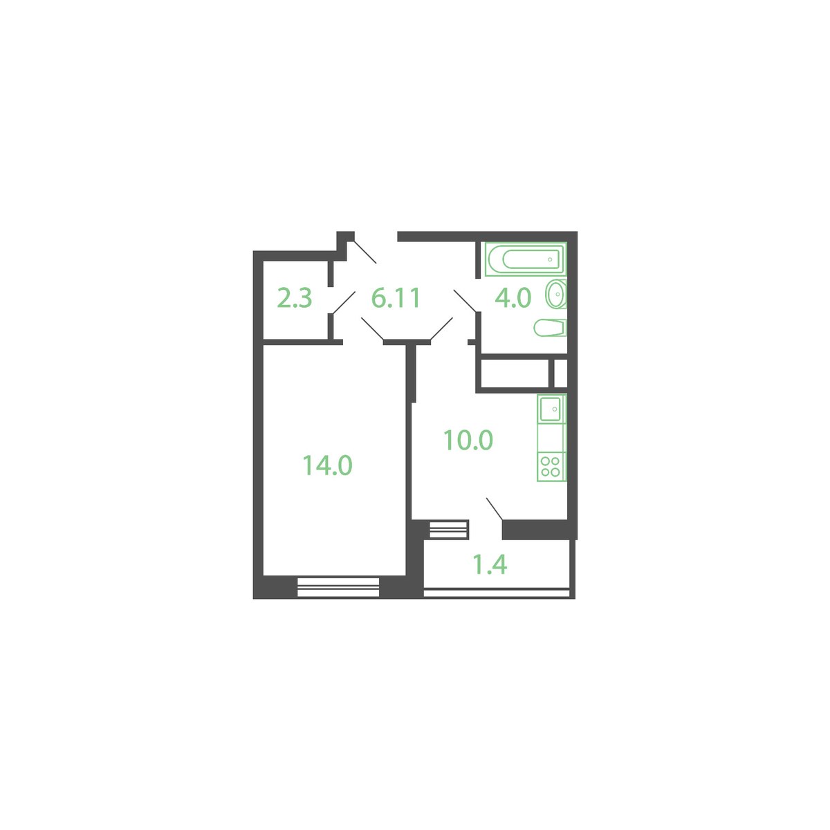 Планировка 37.4 м²