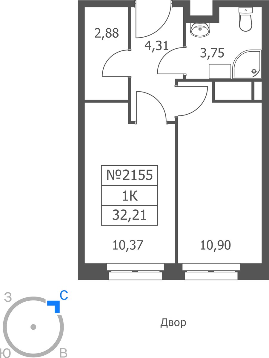 Планировка 32.21 м²