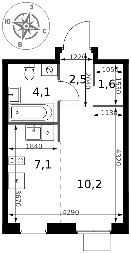 Планировка 25.5 м²