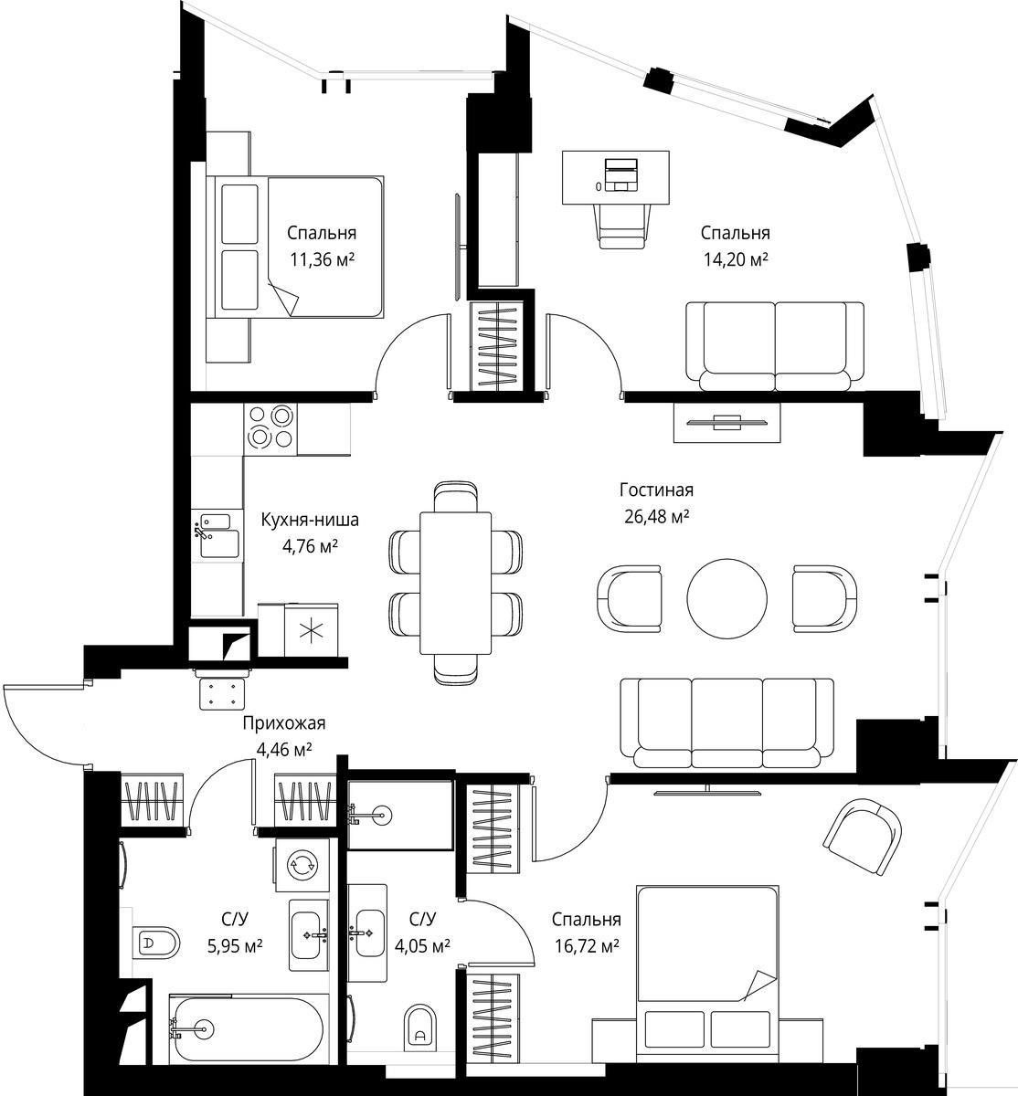 Планировка 88.2 м²